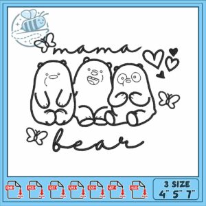 Mama bear white embroidery