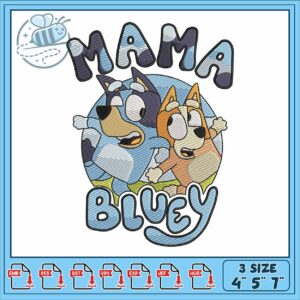 Mama bluey bingo embroidery