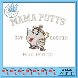 Mama mrs potts art embroidery