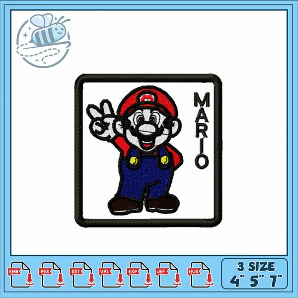 Mario Character Embroidery Design in Three Sizes