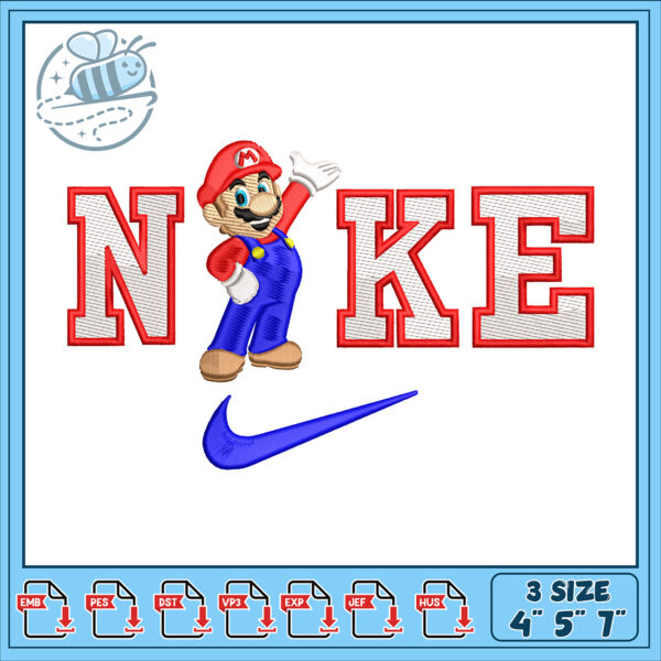 Mario Nike Embroidery Design