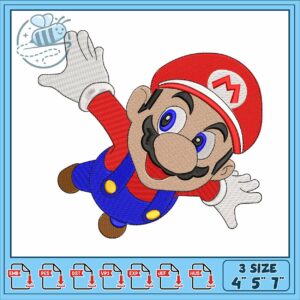 Mario cartoon flying embroidery