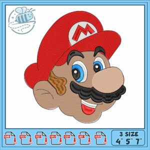 Mario head cartoon embroidery
