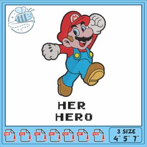 Mario her hero embroidery