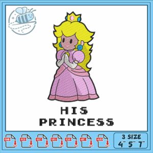 Mario his princess embroidery