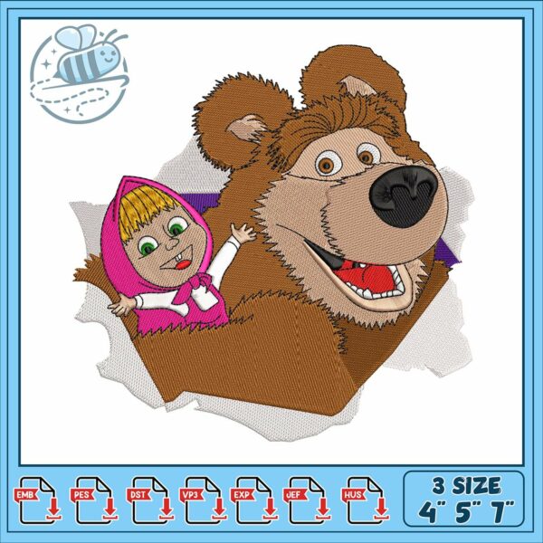 Masha and the bear embroidery, masha and bear toys​ embroidery