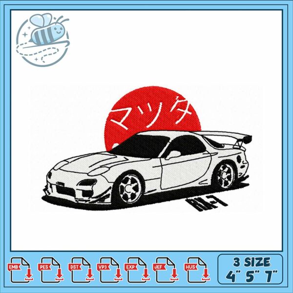 Mazda RX7 Embroidery Design for Car Lovers Stitch