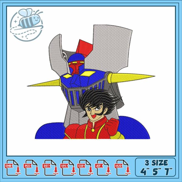 Mazinger z art design embroidery, mazinger z infi​ embroidery
