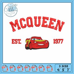 Mc queen est 1977 embroidery, disney cars film characters​​​​ embroidery