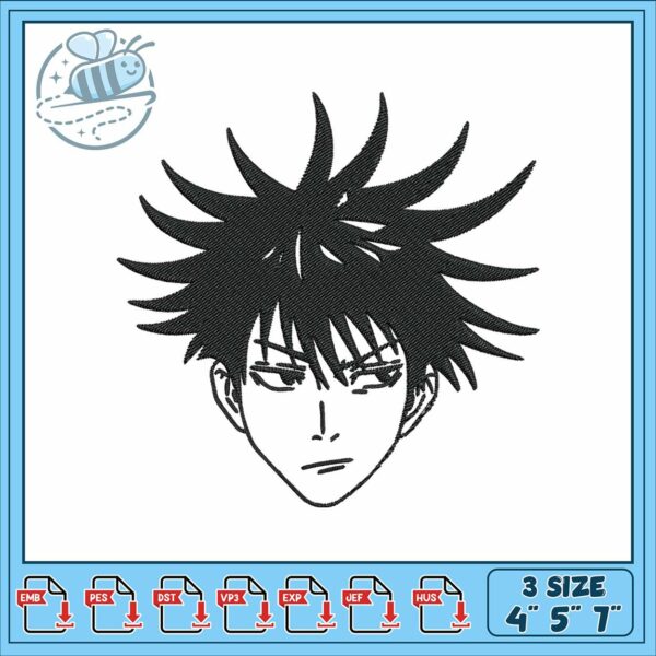Megumi face art design embroidery, jjk megumi​ embroidery