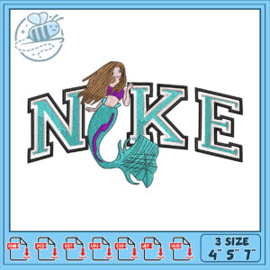 Mermaid Name Embroidery Design 4x7