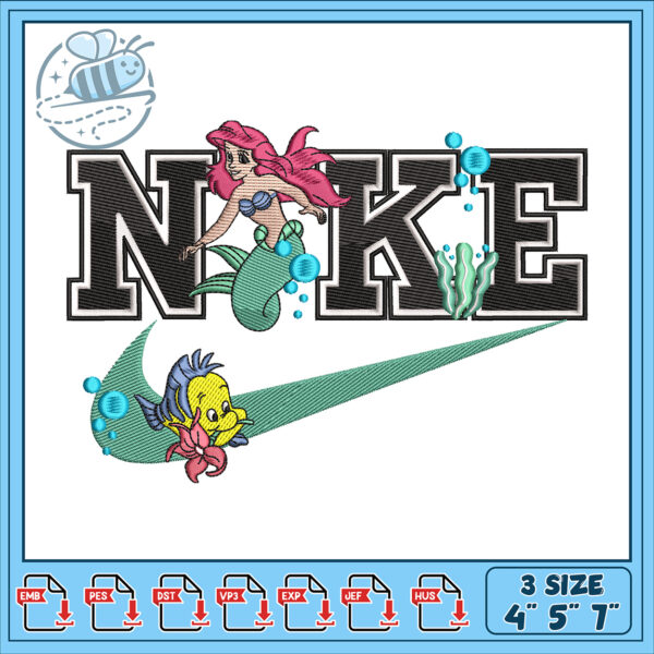 Mermaid Nike Embroidery Design