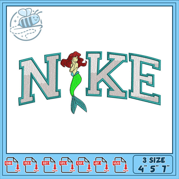 Mermaid Nike Name Embroidery Design