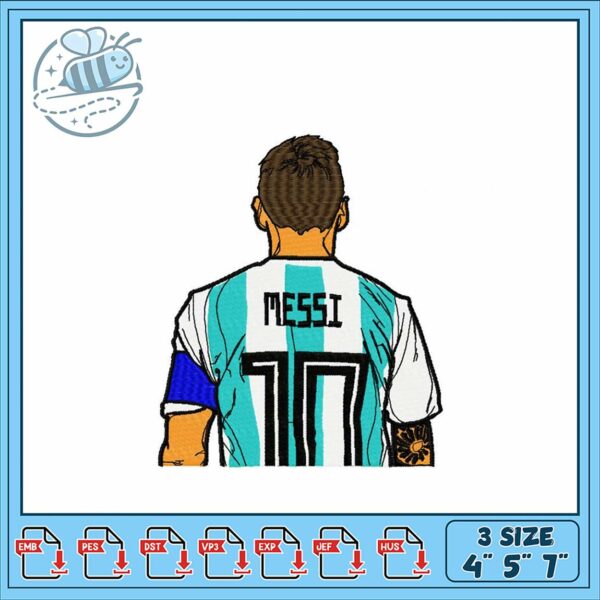 Messi Embroidery Design for Sports Enthusiasts