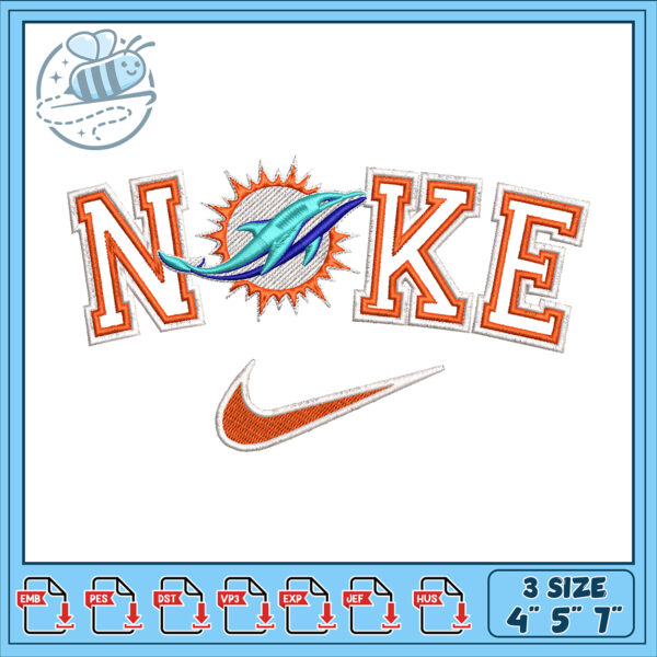 Miami Dolphins Noke Embroidery Design