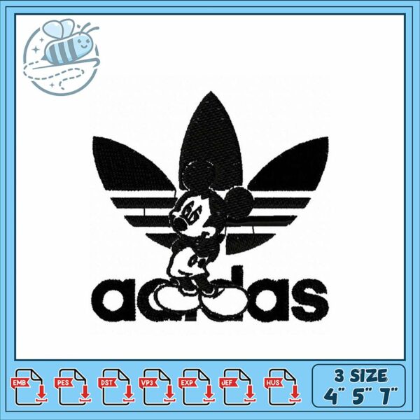 Mickey Mouse Adidas Embroidery Design for Stitching