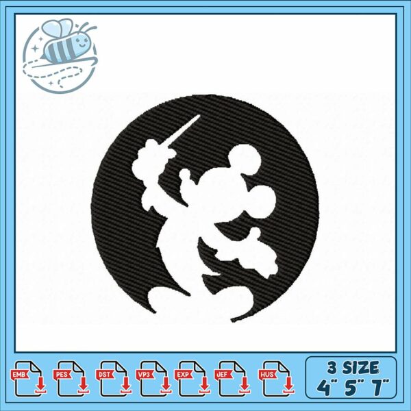 Mickey Mouse Embroidery Design 3 Sizes Available