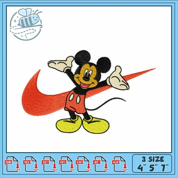 Mickey Mouse Nike Embroidery Design for Kids Apparel