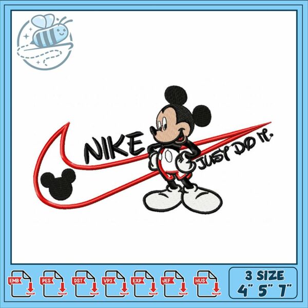 Mickey Mouse Nike Embroidery Design for Stitching Fun