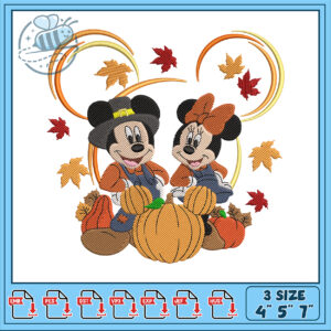 Mickey and Minnie Fall Embroidery Design for Kids