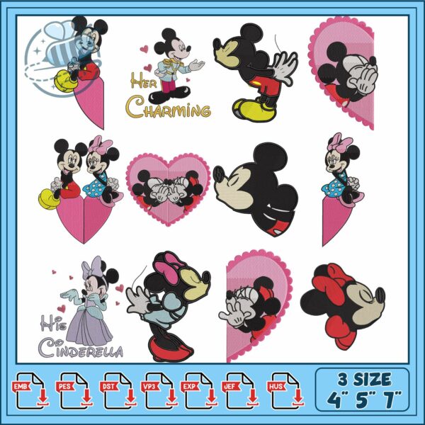 Mickey and Minnie Mouse Embroidery Bundle Designs