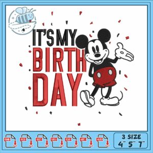 Mickey birthday art embroidery