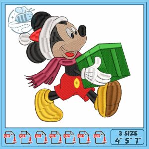Mickey christmas gift cartoon embroidery, mickey mouse logo​ embroidery