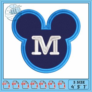 Mickey head M embroidery, scary mickey mouse​ embroidery