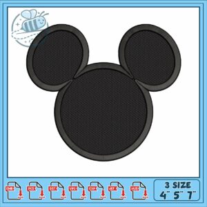 Mickey head black embroidery