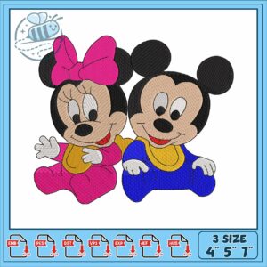 Mickey minnie baby embroidery