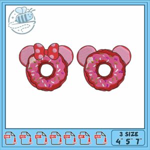 Mickey minnie donut embroidery