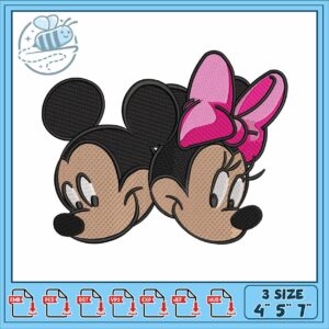 Mickey minnie head embroidery