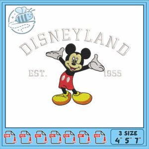 Mickeyy disneyland 1955 embroidery, mickey mouse crocs​​​ embroidery