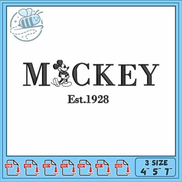 Mickeyy est 1928 art embroidery, mickey mouse shirt​​​​​​ embroidery