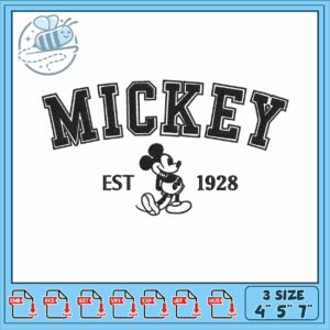 Mickeyy est 1928 embroidery, mickey mouse plush​​​​​ embroidery