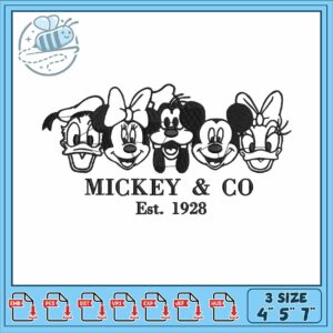 Mickeyy friends co est 1928 embroidery