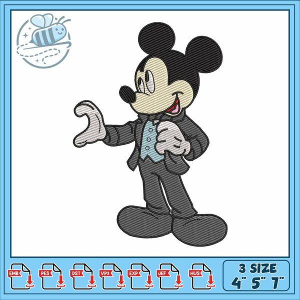 Mickeyy groom embroidery, mickey mouse meme​​ embroidery