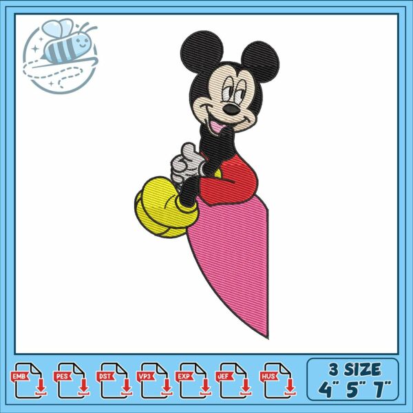 Mickeyy half love embroidery, mickey mouse pictures​​ embroidery