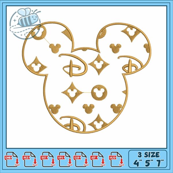 Mickeyy head art embroidery, mickey mouse trap​​​ embroidery