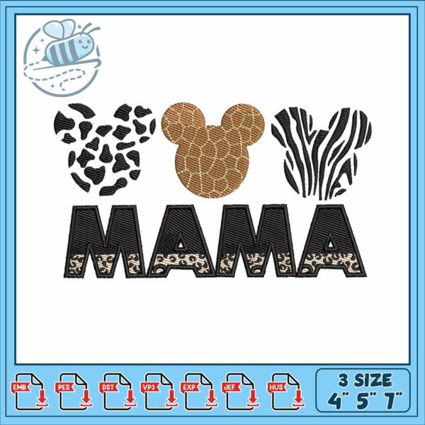 Mickeyy head mama embroidery, mickey mouse background​ embroidery