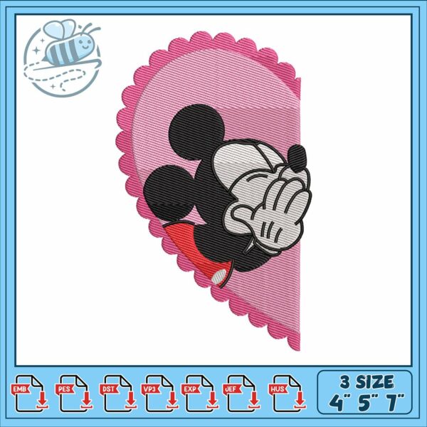 Mickeyy kiss love embroidery, mickey mouse memes​ embroidery