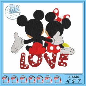 Mickeyy minnie love embroidery