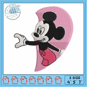 Mickeyy pink love embroidery