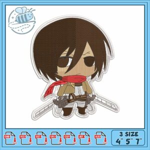 Mikasa ackerman chibi embroidery