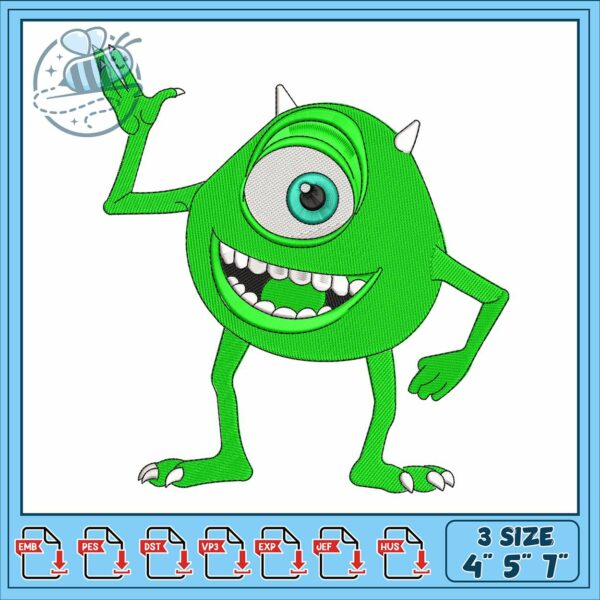 Mike wazowski embroidery, mike wazowski meme​​ embroidery