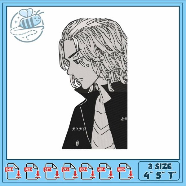 Mikey tr art design embroidery, tokyo revengers mikey​​​ embroidery
