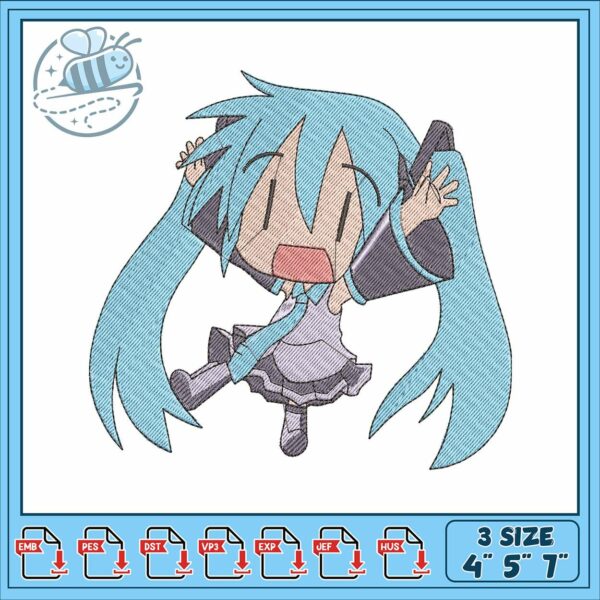 Miku asistada design embroidery, hatsune miku​​ embroidery