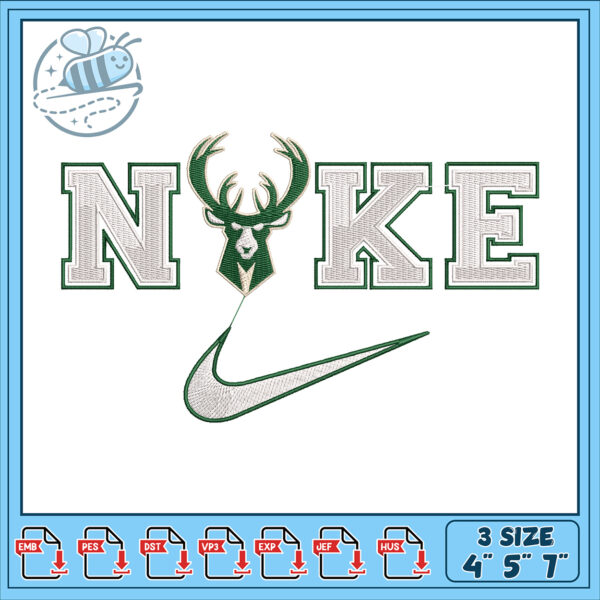 Milwaukee Bucks Nike Embroidery Design