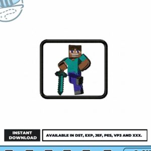 Minecraft Character Embroidery Design Instant Download