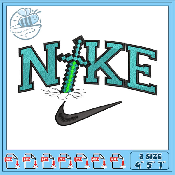 Minecraft Nike Embroidery Design